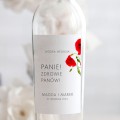 Weselne naklejki na butelkę maki