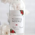 Weselne naklejki na butelkę zimowy wianek