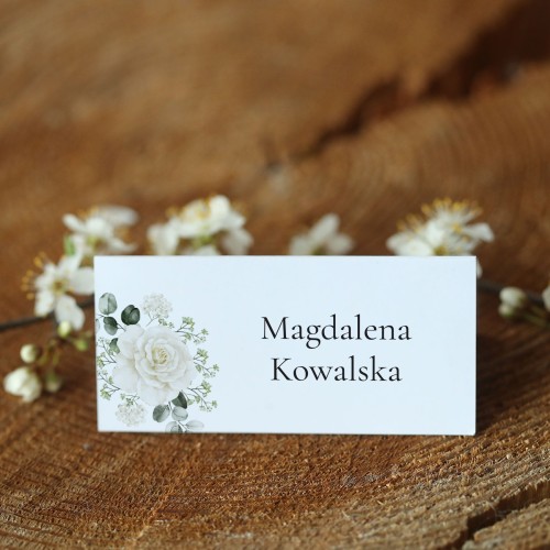 Winietki z białą różą