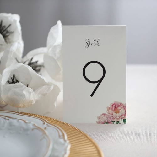 Numerki na stół z piwonią