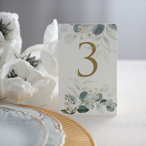 Numerki na stół z eukaliptusem