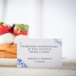 Karteczki do ciasta  weselnego z błękitnym wianuszkiem