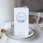 Karta menu lub harmonogram z błękitnym wianuszkiem