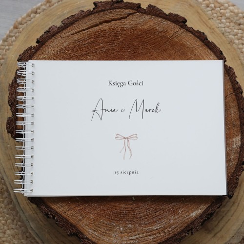 Księga gości klasyczna lub z ankietami - wzór z beżową wstążeczką