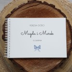 Księga gości klasyczna lub z ankietami - wzór z niebieską wstążką