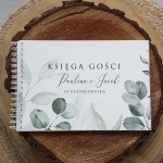 Księga gości klasyczna lub z ankietami - wzór z listkami eukaliptusa