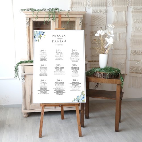 Duży plan stołów weselnych