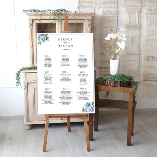 Duży plan stołów weselnych