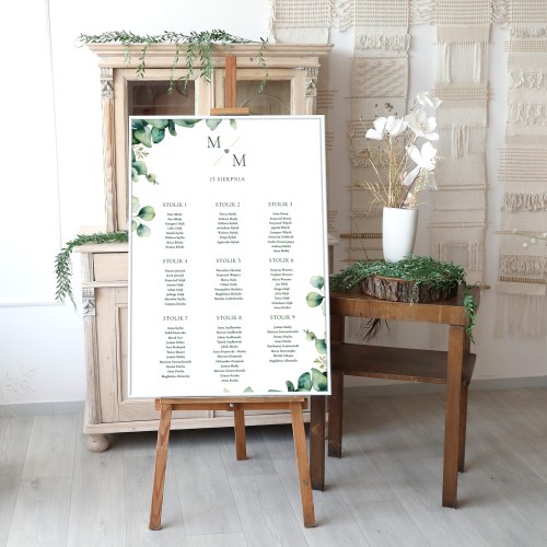 Duży plan stołów weselnych