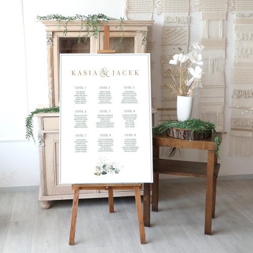 Plan stołów z eukaliptusem