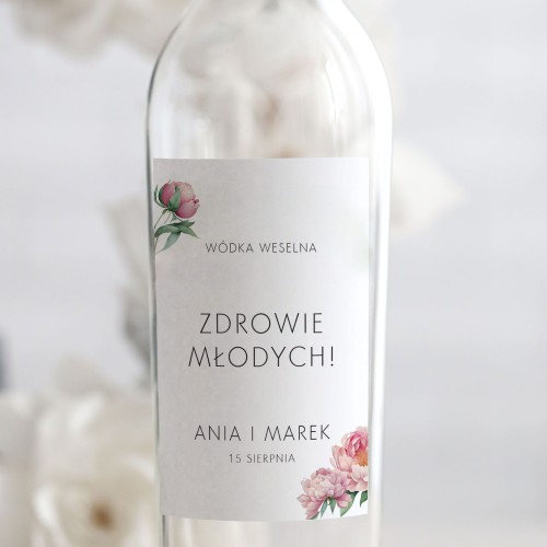 Weselne naklejki na butelkę