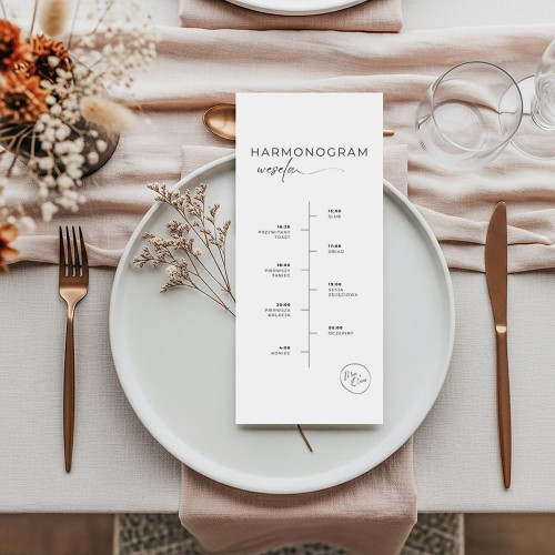 Harmonogram weselny - wydruk z canva