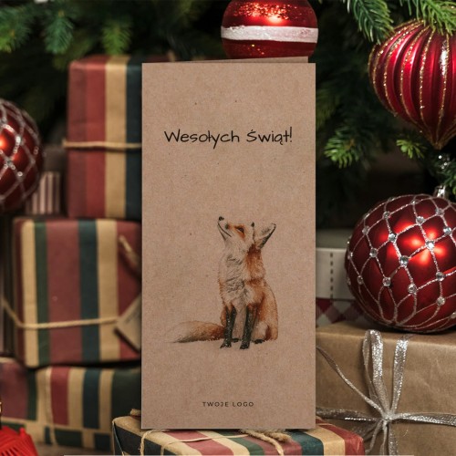 Kartka firmowa z liskiem - 10x21 cm 