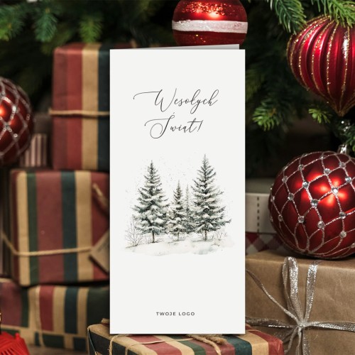 Kartka firmowa zimowy las - 10x21 cm