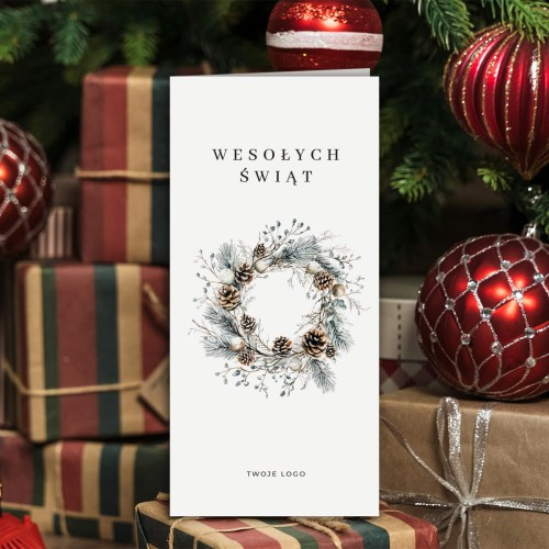Kartka firmowa - zimowy wianek - 10x21 cm