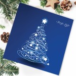 Granatowe kartki firmowe na Boże Narodzenie - 14,5x14,5 cm
