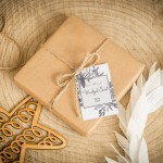 Świąteczne bileciki z logo z zimową ramką