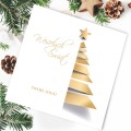 Biało złote kartki Firmowe Boże Narodzenie z motywem choinki - 14,5x14,5 cm