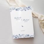 Klasyczne Zaproszenie Ślubne "Blue Delft" - rozkładane 10x15 cm