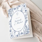 Eleganckie Zaproszenie "Blue Heritage" - rozkładne 12x17 cm