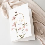 Eleganckie Zaproszenia ślubne "Złoty Medalion i Różowe Akwarele" - rozkładane 12x17 cm 