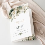 Zaproszenia Ślubne z Kalendarzem i Akwarelowymi Kwiatami - Eukaliptusowa Elegancja  - rozkładane 12x17 