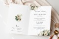 Zaproszenia Ślubne z Kalendarzem i Akwarelowymi Kwiatami - Eukaliptusowa Elegancja - rozkładane 12x17