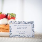 Karteczki do ciasta weselnego z motywem "Blue Heritage"