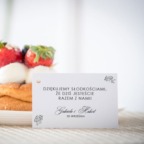 Karteczki do ciasta weselnego z amorkami