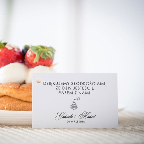 Karteczki do ciasta weselnego z wieżą szampana