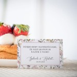 Karteczki do ciasta weselnego z łąką pełną kwiatów