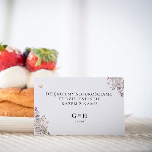 Karteczki do ciasta weselnego z polnym wiankiem