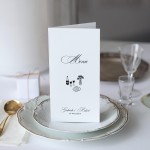 Karta menu lub harmonogram z zastawą stołową