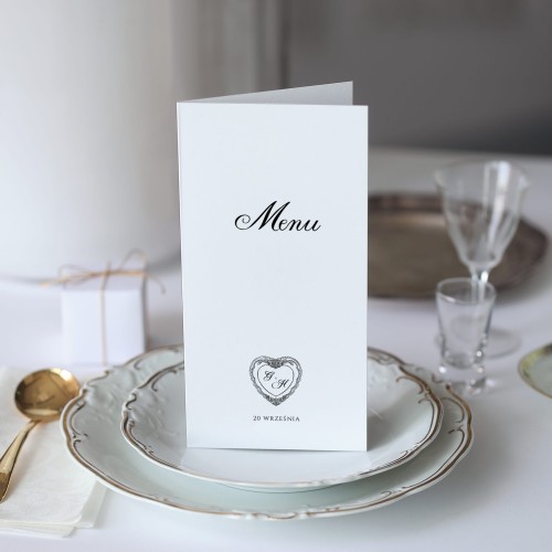 Karta menu z romantycznym motywem serca