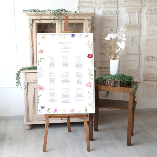 Duży plan stołów weselnych