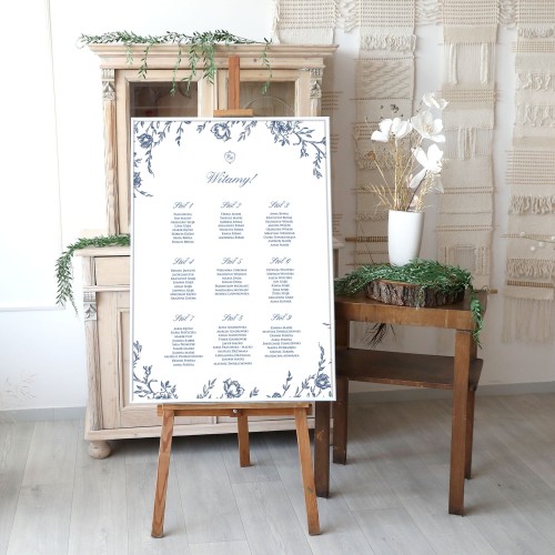 Duży plan stołów weselnych