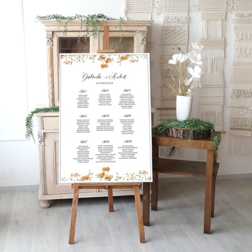 Duży plan stołów weselnych