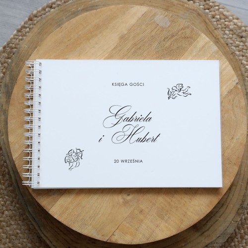 Księga gości klasyczna lub z ankietami - wzór z amorkami