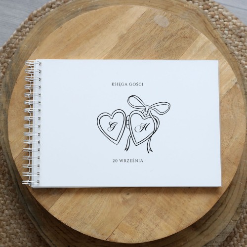 Księga gości klasyczna lub z ankietami - wzór z romantycznym sekretnikiem