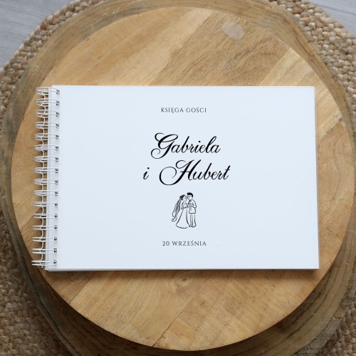 Księga gości klasyczna lub z ankietami - wzór z Parą Młodą
