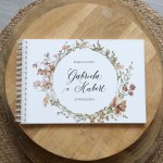 Księga gości klasyczna lub z ankietami - wzór z akwarelowym wiankiem polnych kwiatów