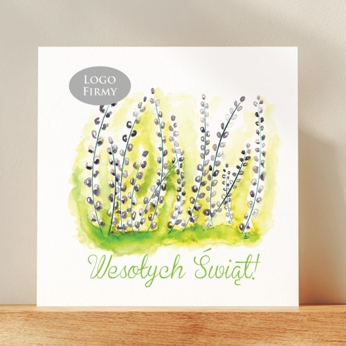 Kartka Wielkanocna z logo firmy - malowane bazie