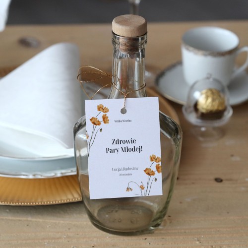 Zestaw 18 zawieszek na alkohol z jesiennym makiem