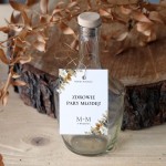 Zestaw 18 zawieszek na alkohol ze złotymi liśćmi