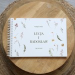 Księga gości klasyczna lub z ankietami - wzór ze złocistą łąką