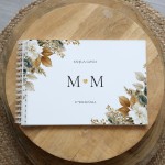 Księga gości klasyczna lub z ankietami - wzór ze złotymi liśćmi