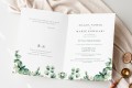 Zaproszenia ślubne z eukaliptusem - rozkładane 12x17