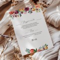 Zaproszenia ślubne z pomarańczowymi kwiatami boho