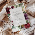Zaproszenia ślubne z bordowymi kwiatami boho