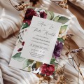 Zaproszenia ślubne z bordowymi kwiatami boho